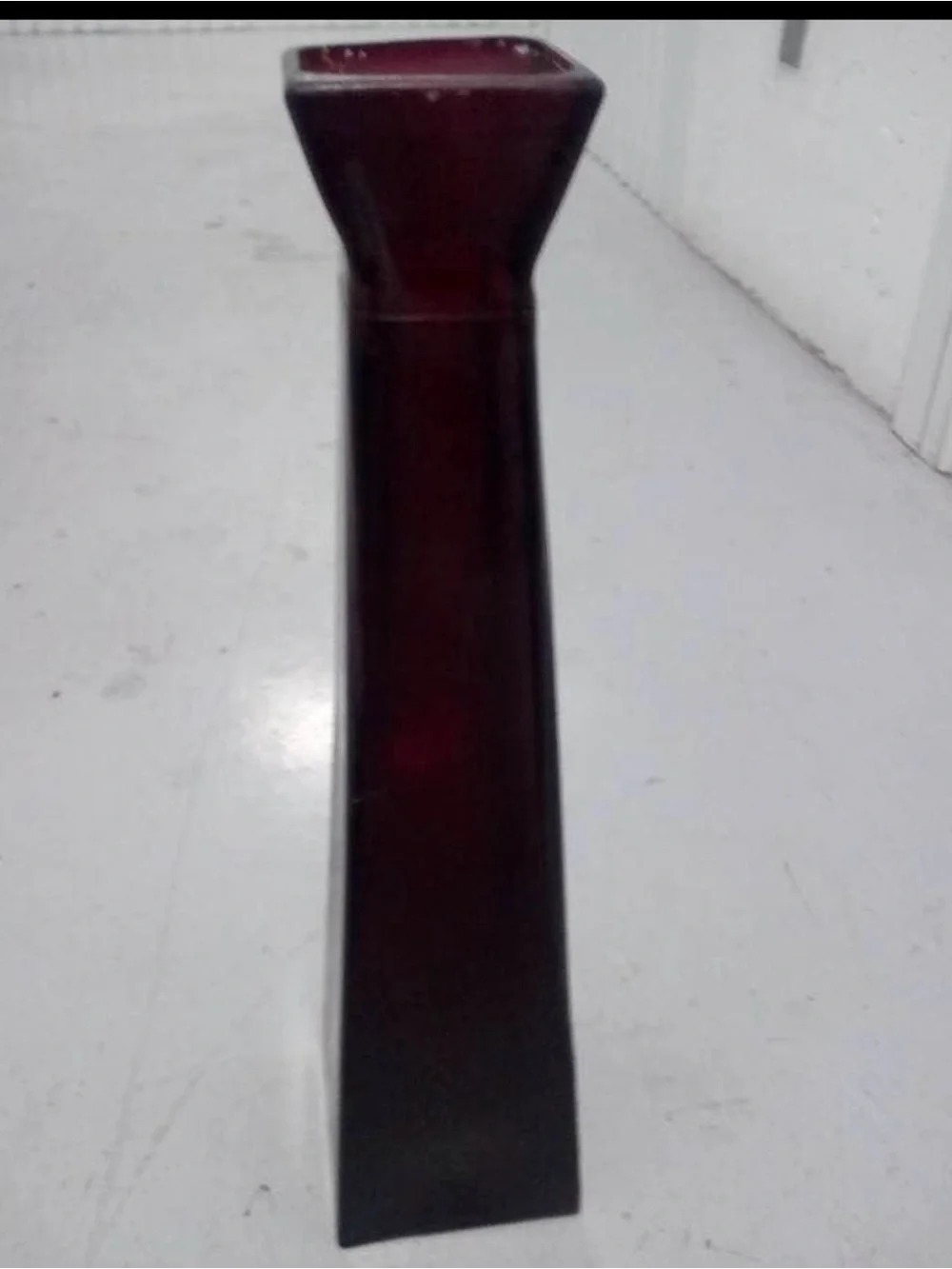 Tall Floor Square Glass Vase in Red & Purple Decorative Home Accent